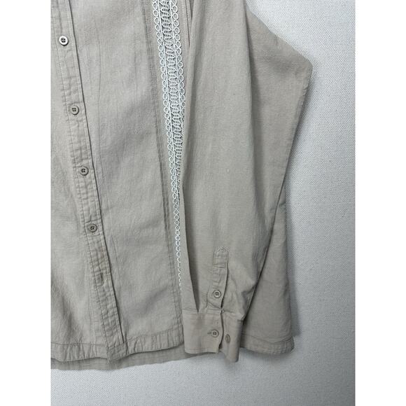 Coof Andy Cuban Guayabera Shirt Mens XL Button Up Embroidered Tan Long Sleeve - Picture 3 of 15